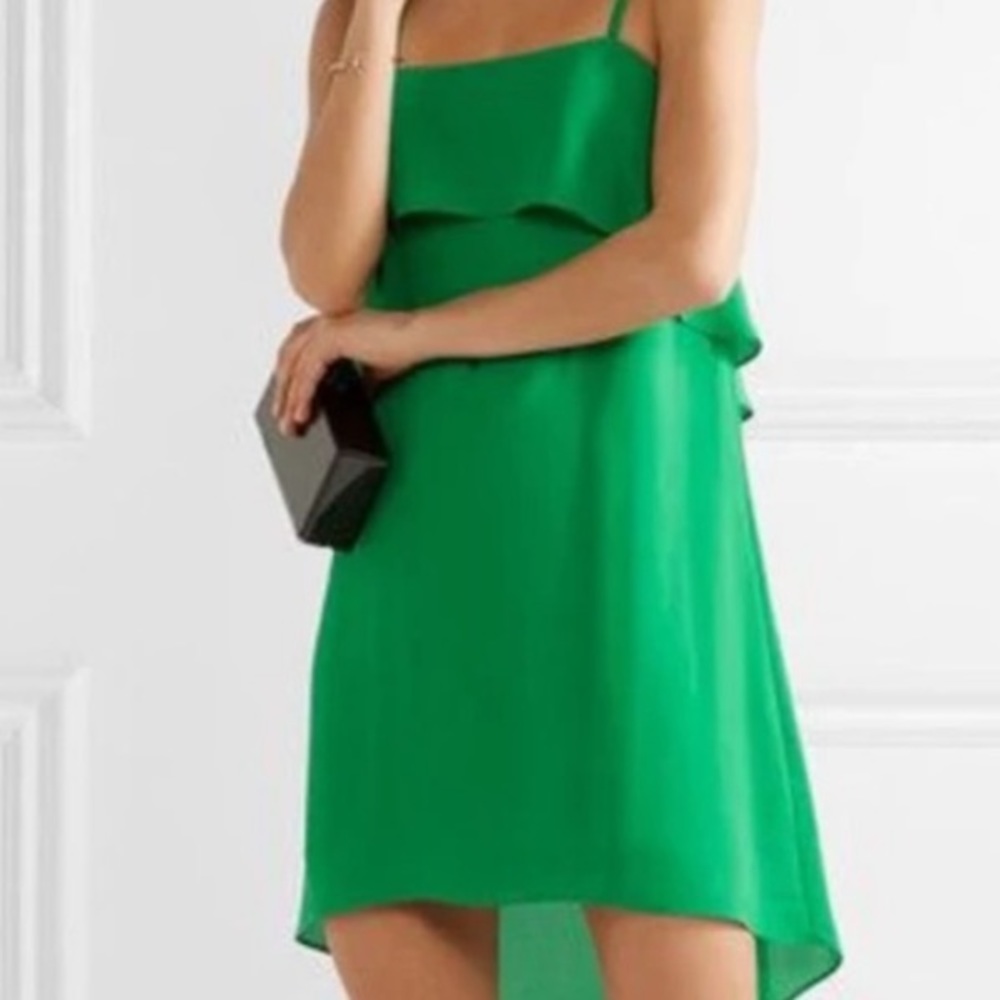 Alice + Olivia Linen Kelly Green Stress Dress
